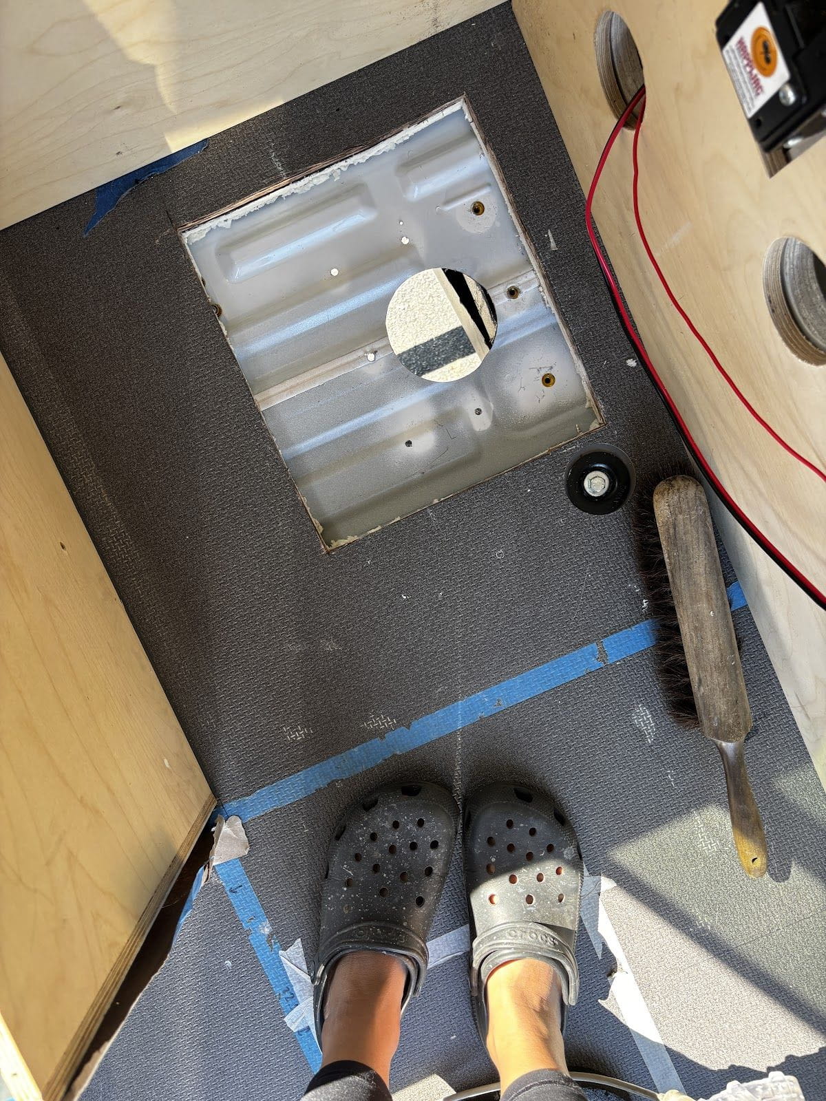 Floor cutout for the heater