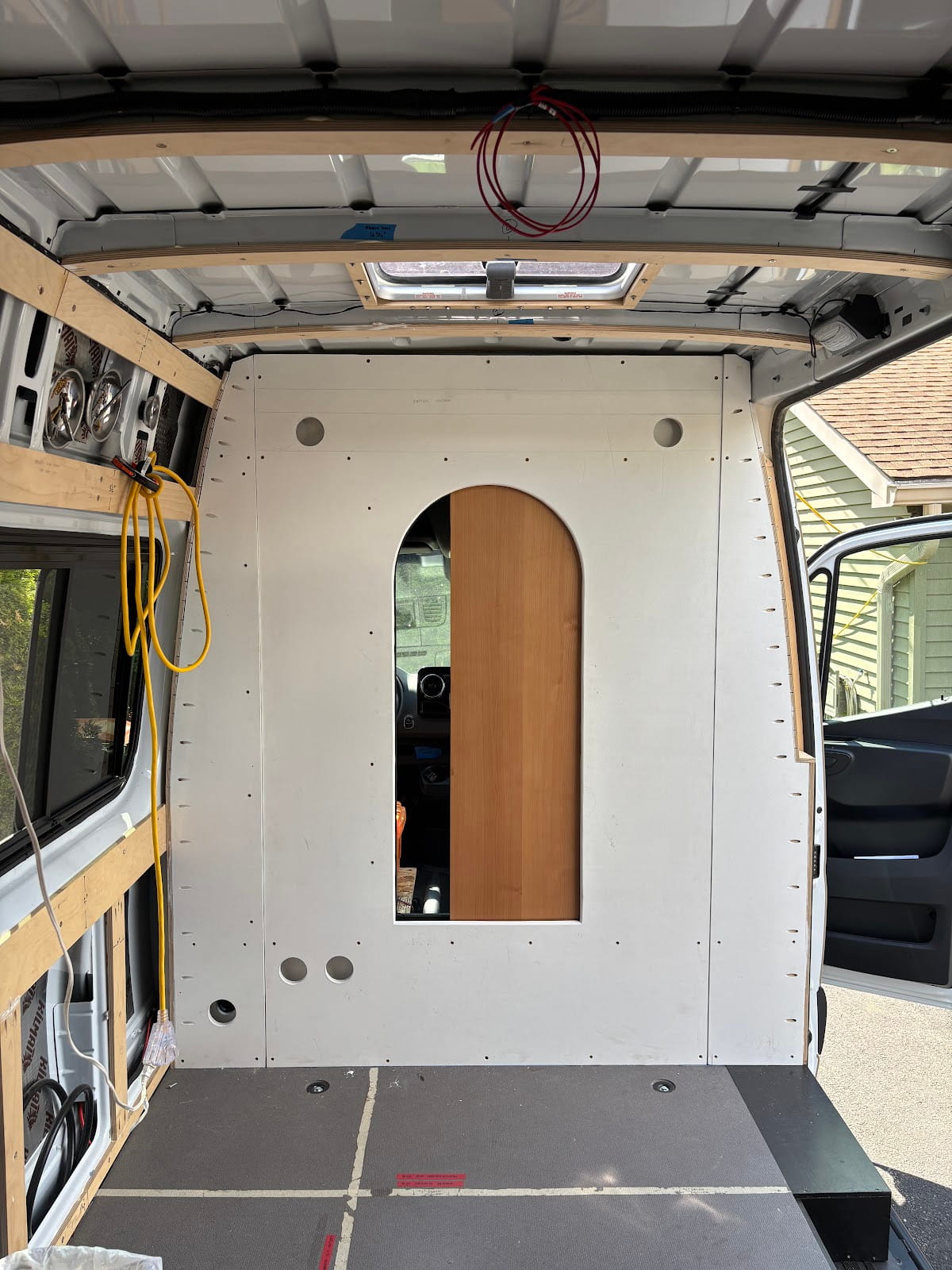 Test fitting the wood door