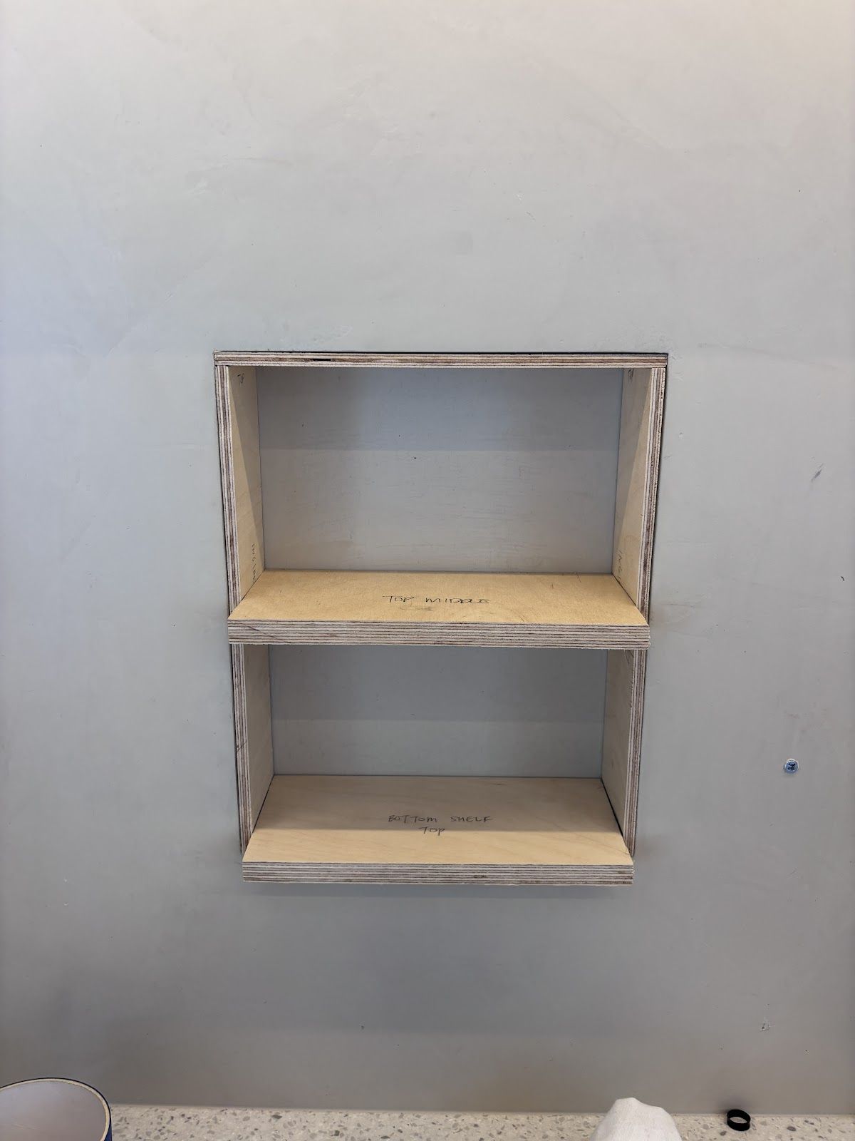 Storage nook before finishing